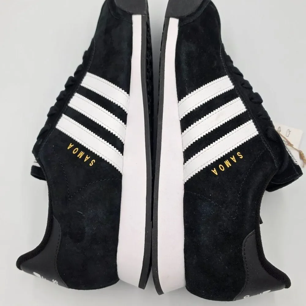 Adidas Samoa Men’s 10 Black White Gold Suede Sneakers JR3778 New with Box